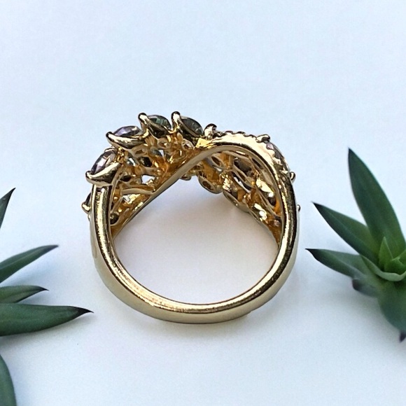 ❤️ Gold/925 GENUINE Diamond & Mystic Topaz Ring - Picture 11 of 12